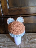 Crochet "Brave little Mouse" Infant / Baby hat in Ombre Orange and beige