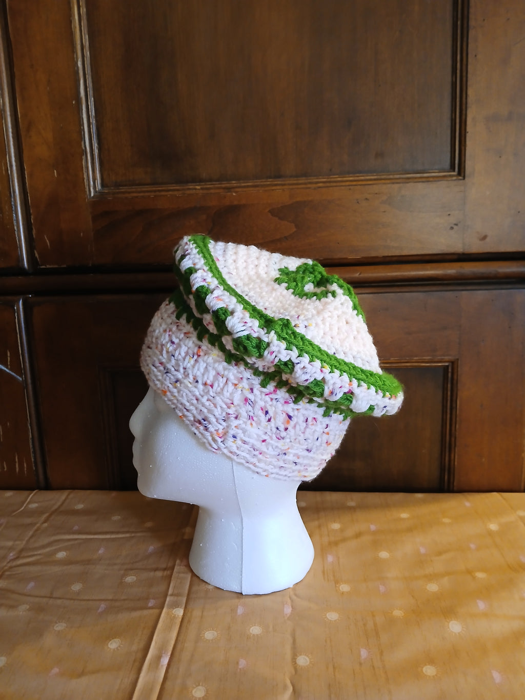 "Let's create" crochet beret styled hat for adults