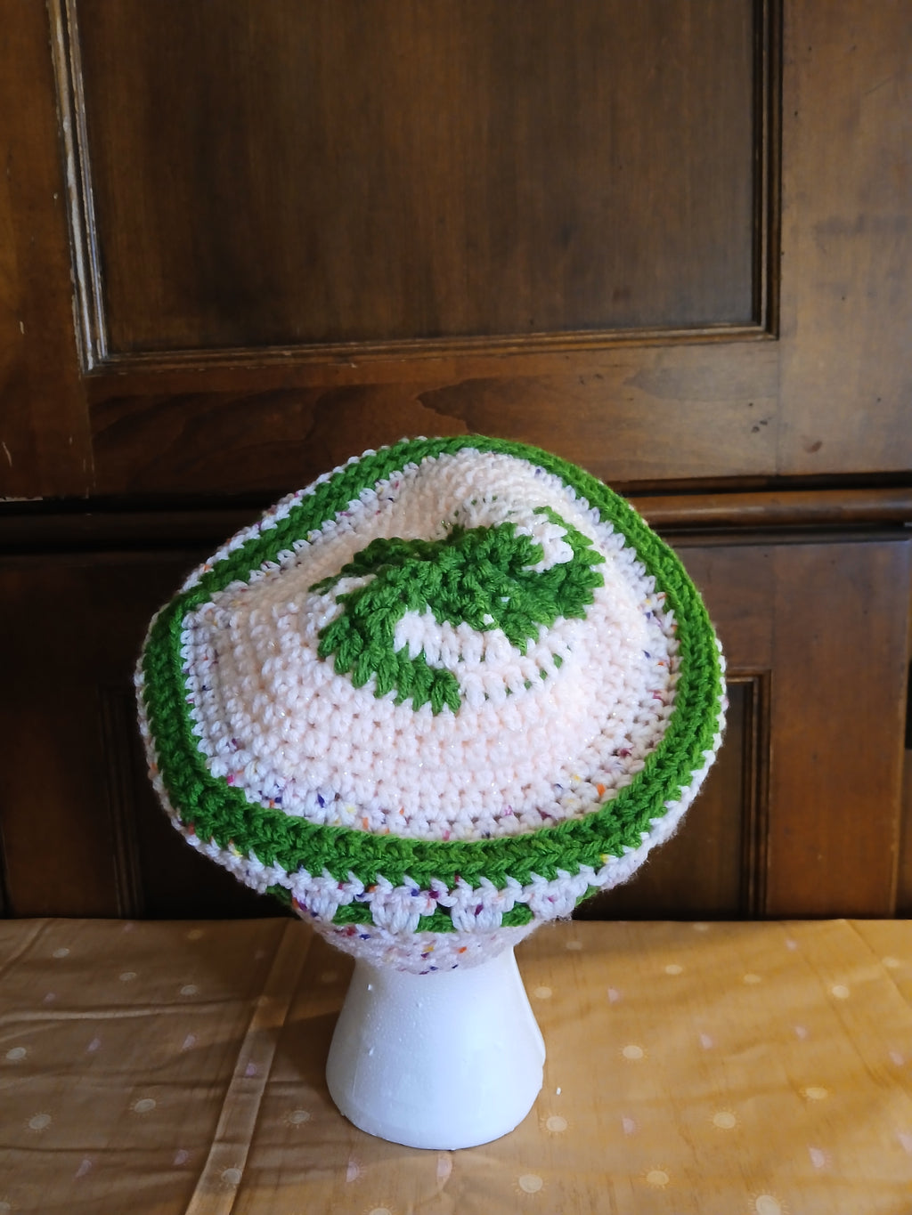 "Let's create" crochet beret styled hat for adults