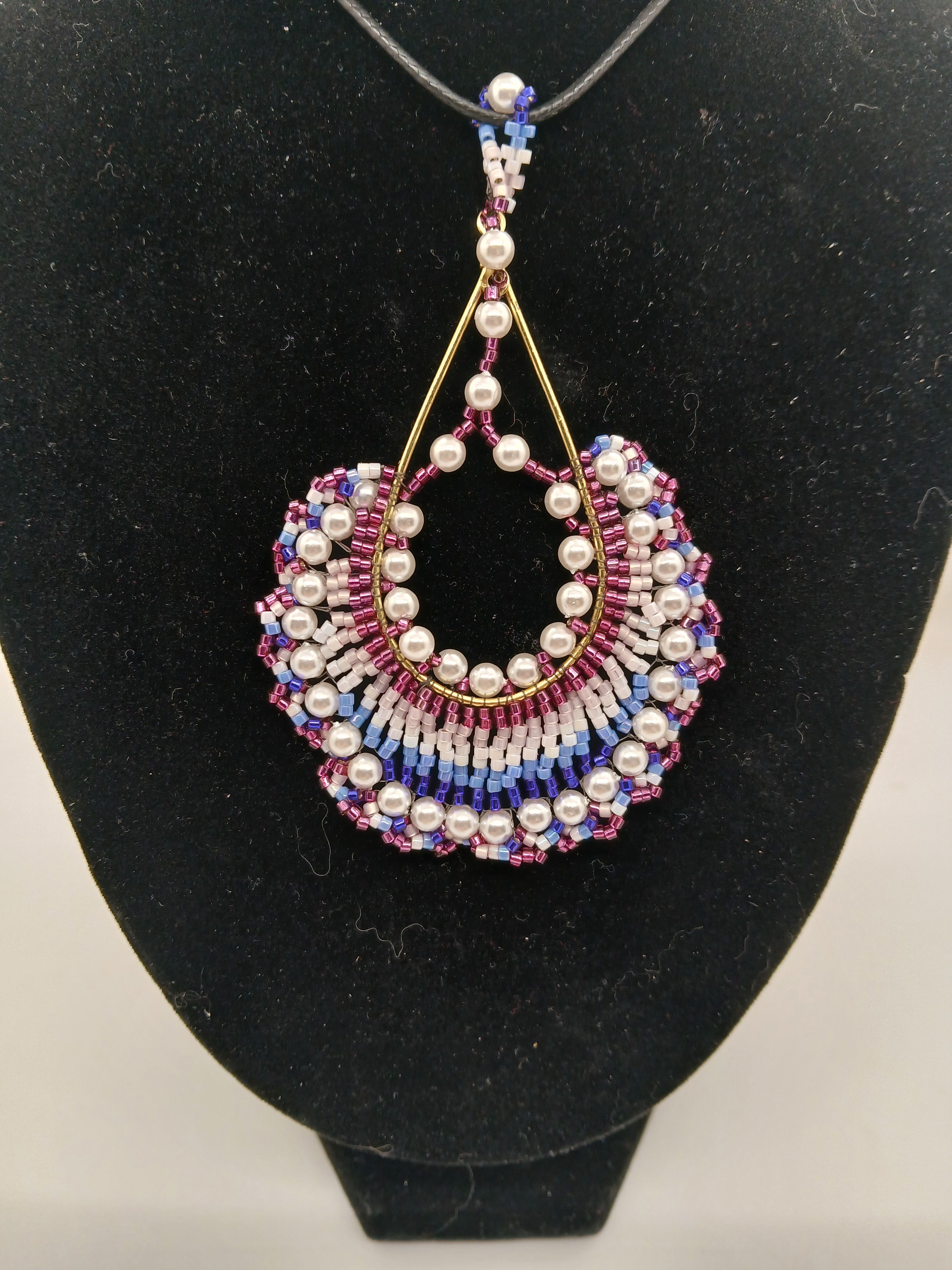 Bohemian beaded tear drop pendant