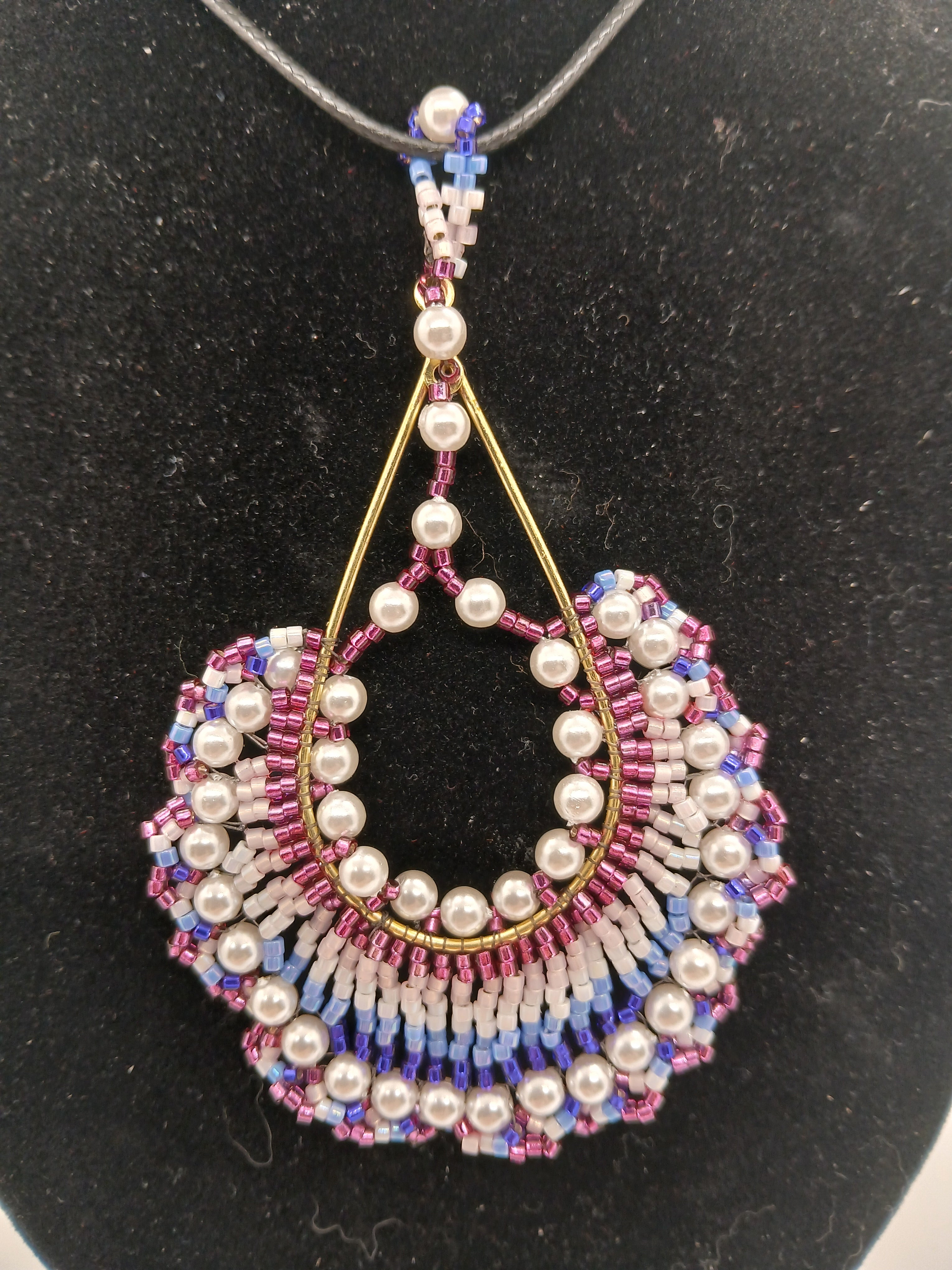Bohemian beaded tear drop pendant