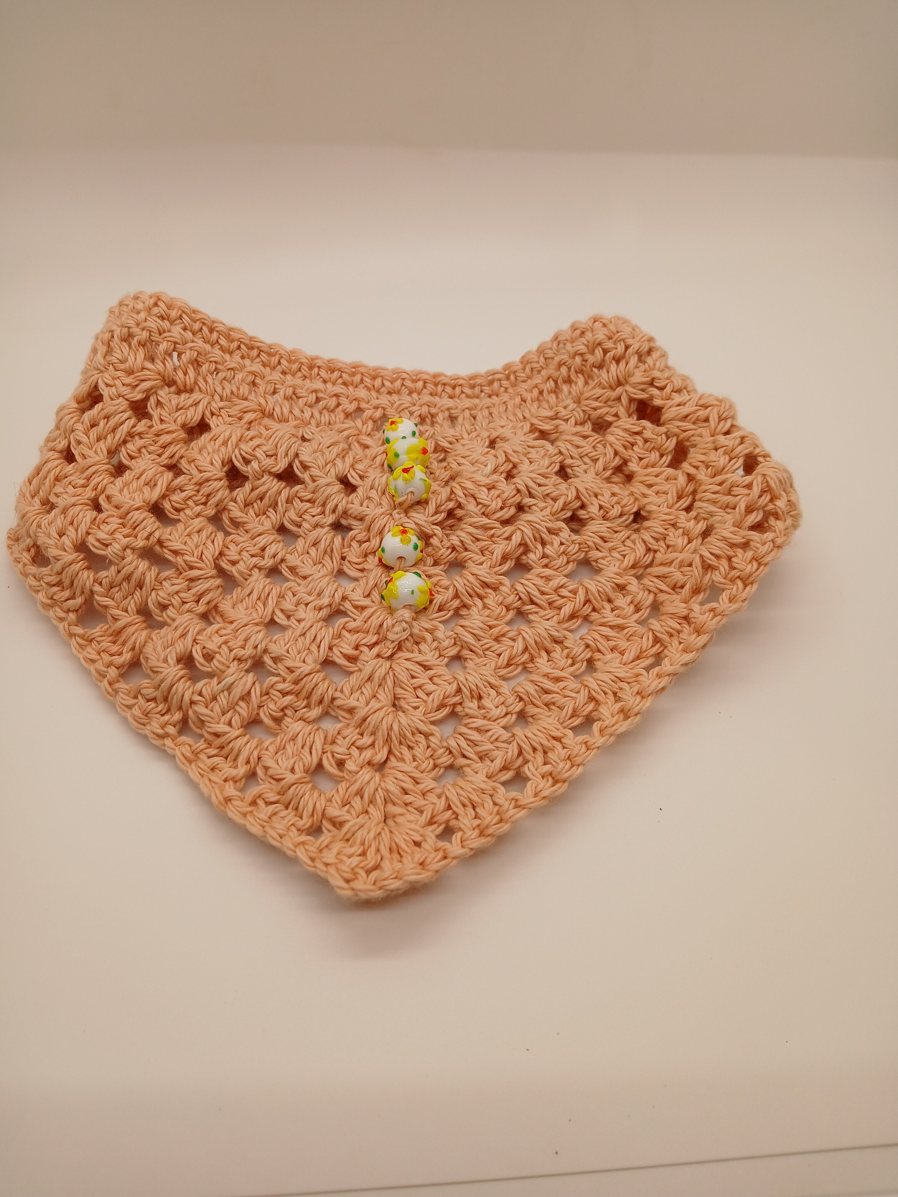 Three piece set of adjustable crochet dog bandanas for medium sized pups