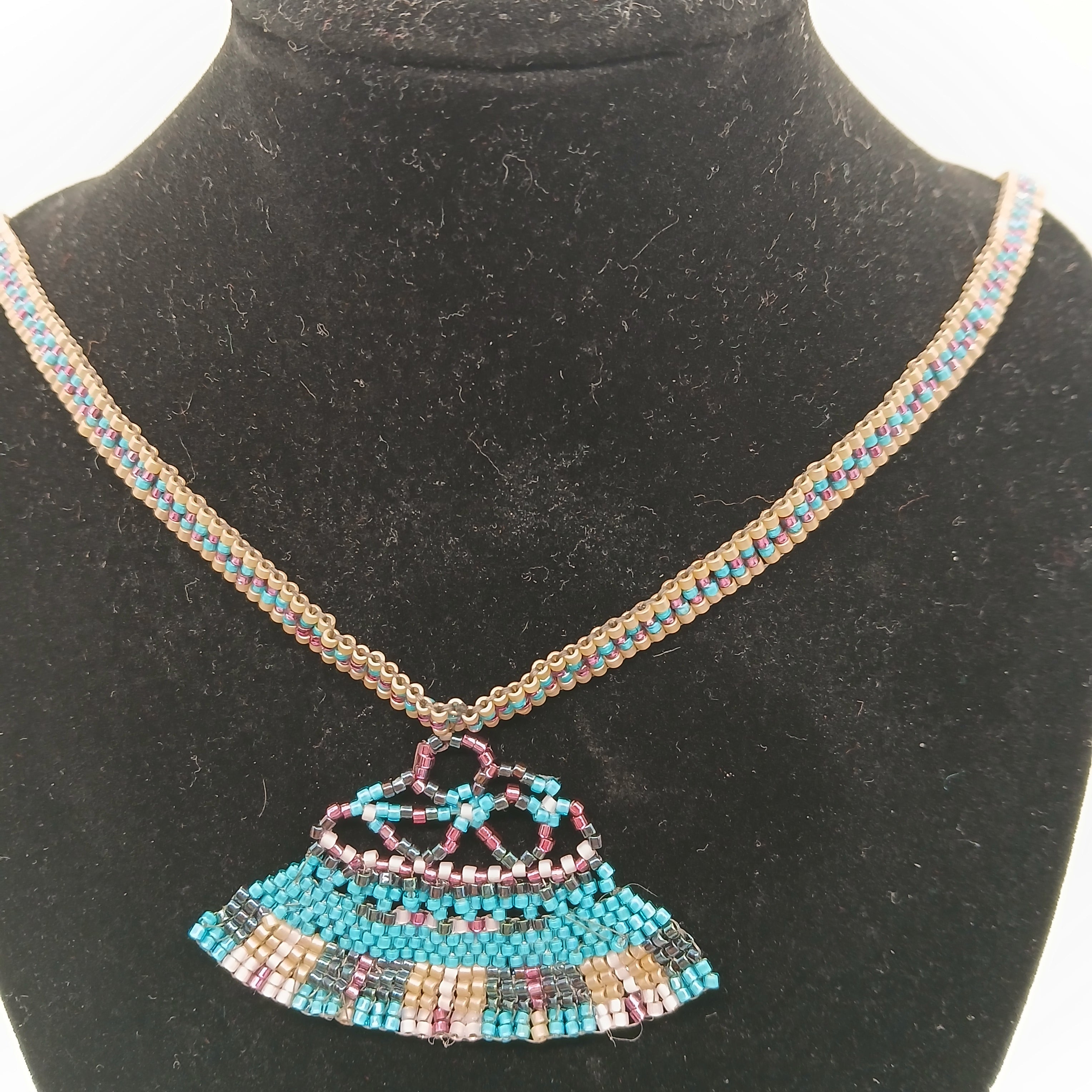Original Hand-Beaded Delica Necklace – 20-Inch Freestyle Woven Chain with Permanent Pendant – One-of-a-Kind Jewelry – Includes USA Shipping