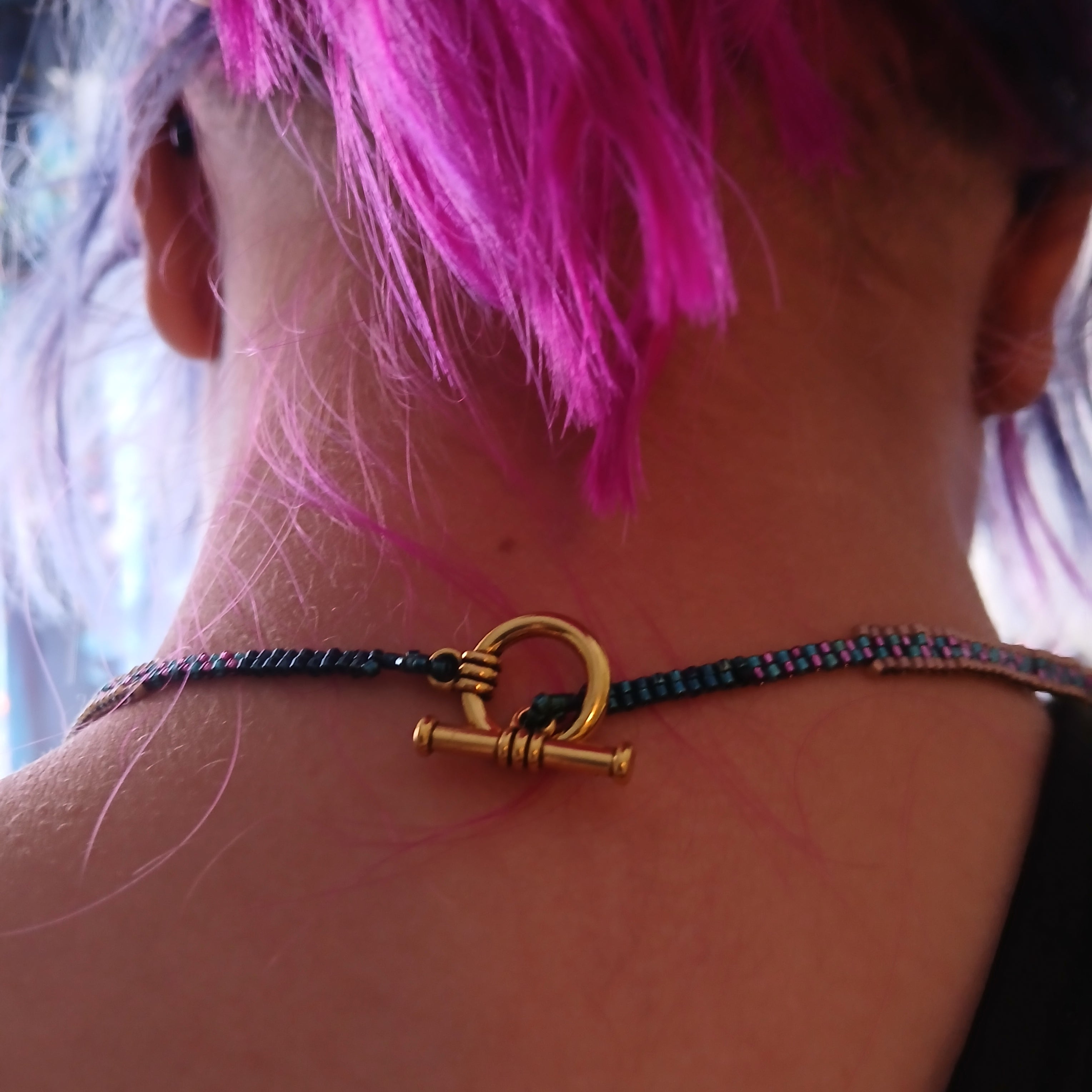 Original Hand-Beaded Delica Necklace – 20-Inch Freestyle Woven Chain with Permanent Pendant – One-of-a-Kind Jewelry – Includes USA Shipping