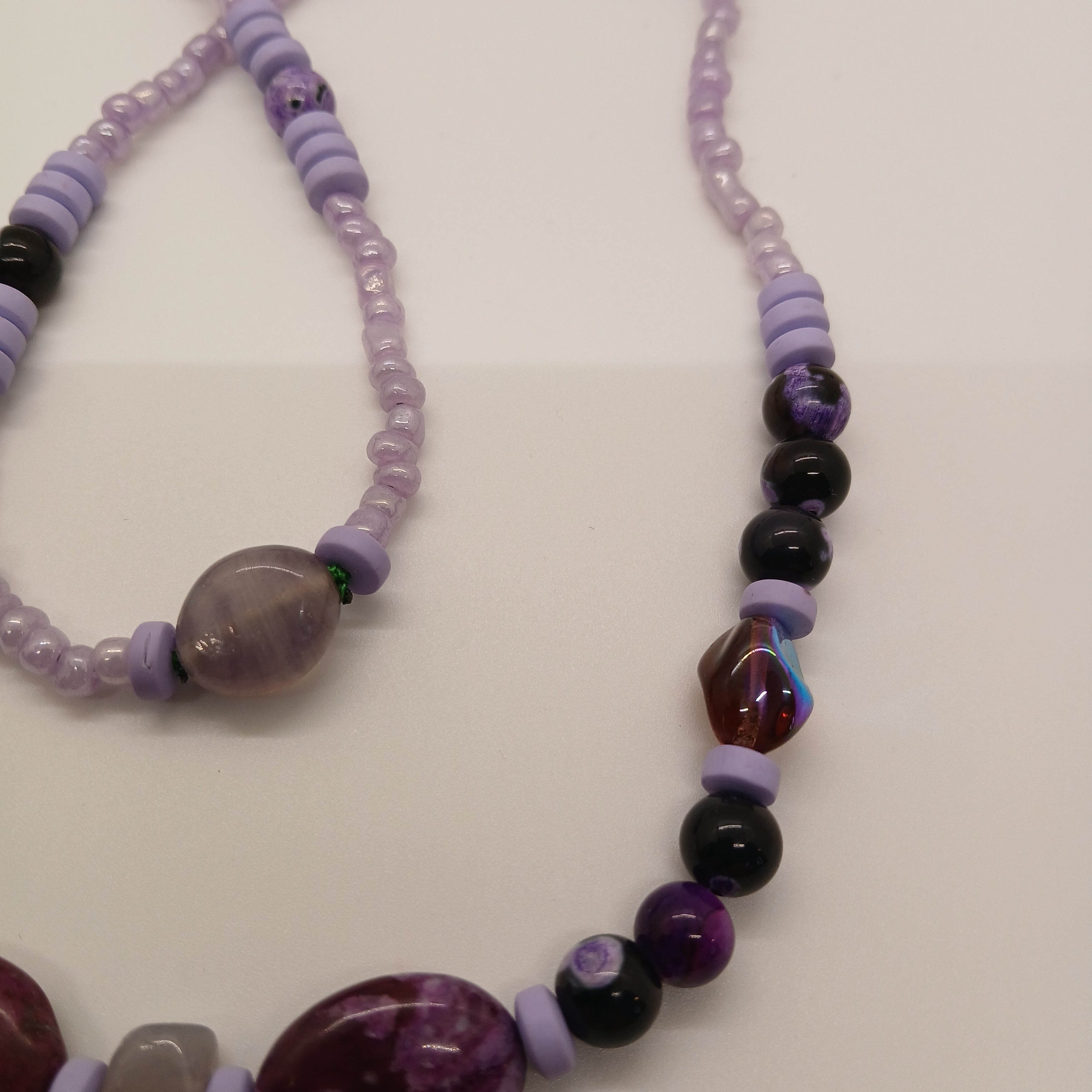 Slip-Over Necklace – 26.5 Inch long – Purple  Semi-Precious Focal Stone – Boho Artisan Jewelry – Includes USA Shipping