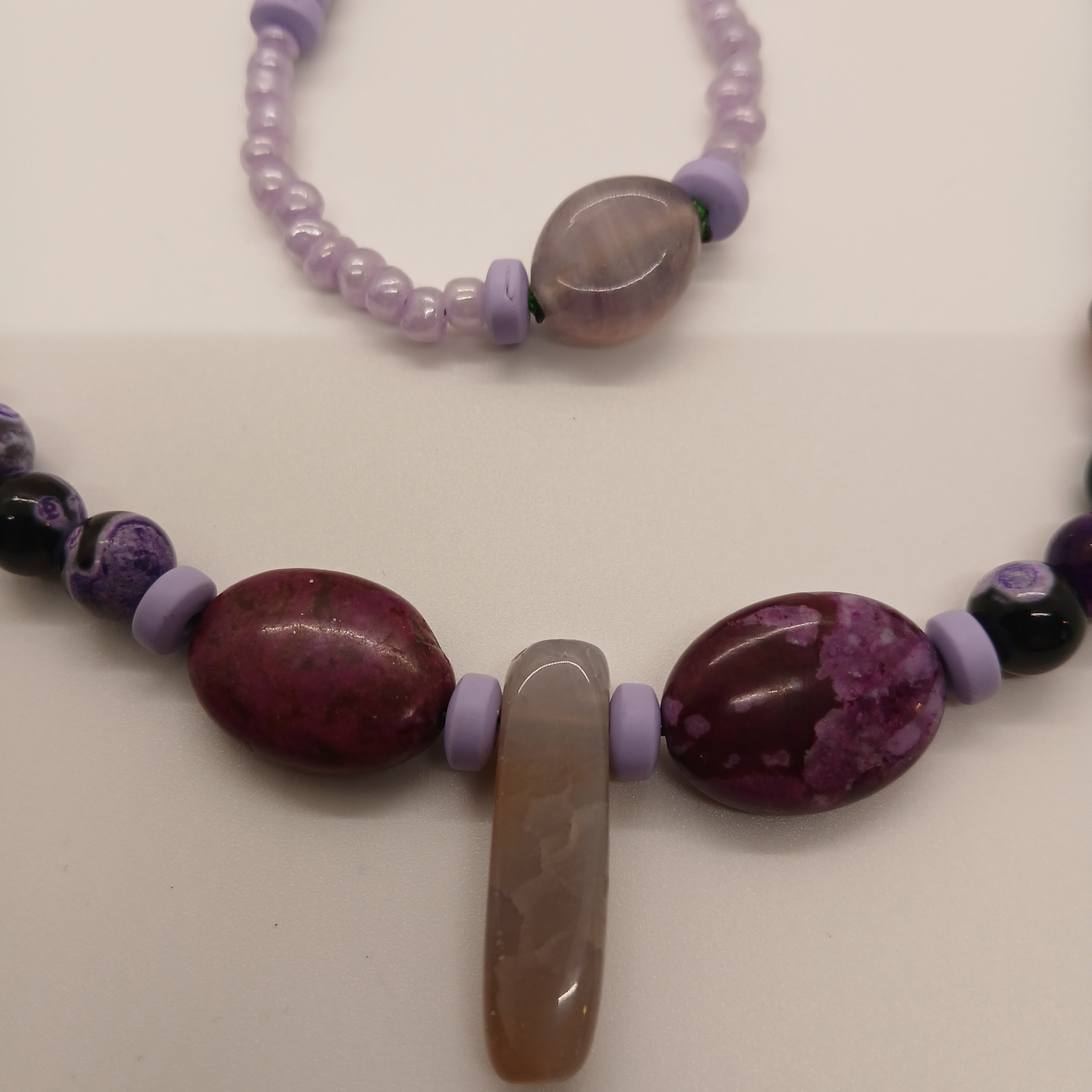Slip-Over Necklace – 26.5 Inch long – Purple  Semi-Precious Focal Stone – Boho Artisan Jewelry – Includes USA Shipping