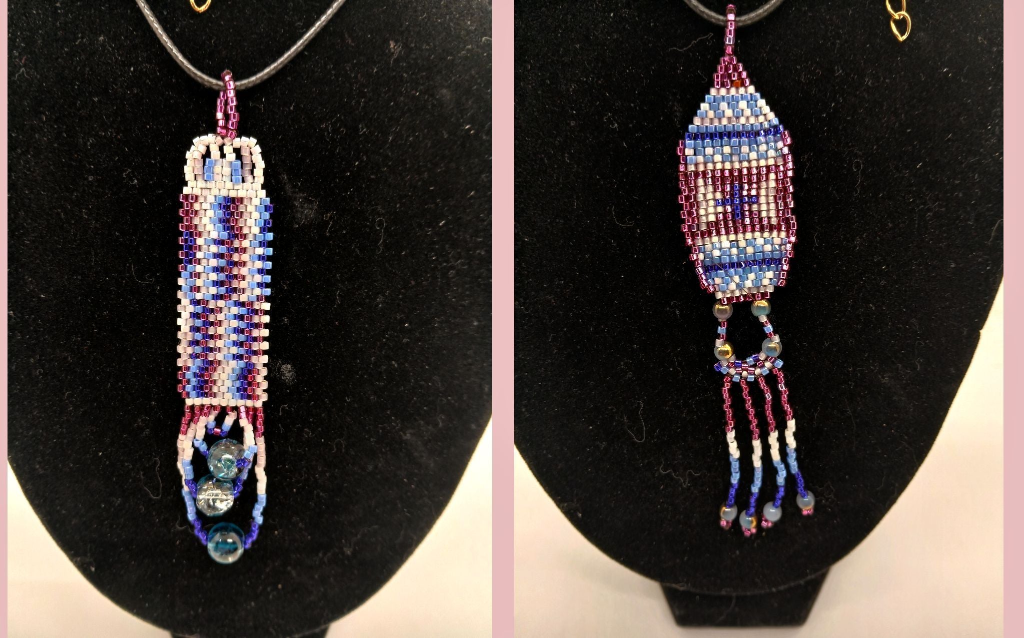 Set of two beaded pendants