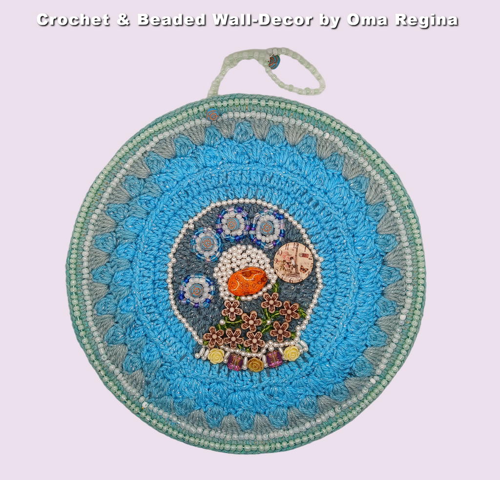 10-inch Round Crochet and Beaded Wall Decor - Eclectic Boho Fantasy Style - handmade by Oma Regina