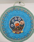 10-inch Round Crochet and Beaded Wall Decor - Eclectic Boho Fantasy Style - handmade by Oma Regina