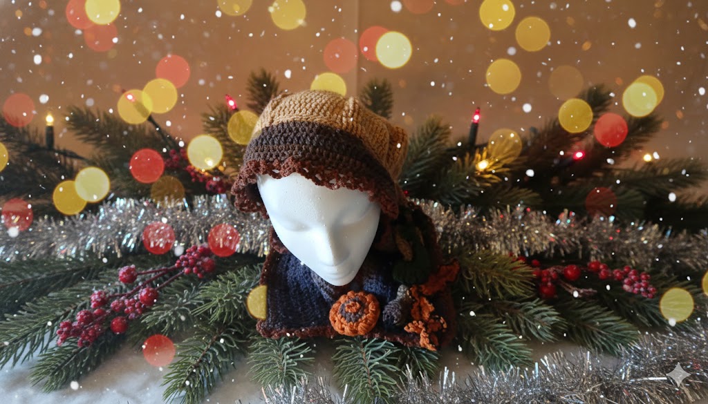 Forest Fairy Crochet Hooded Scarf – Woodland-Inspired Design