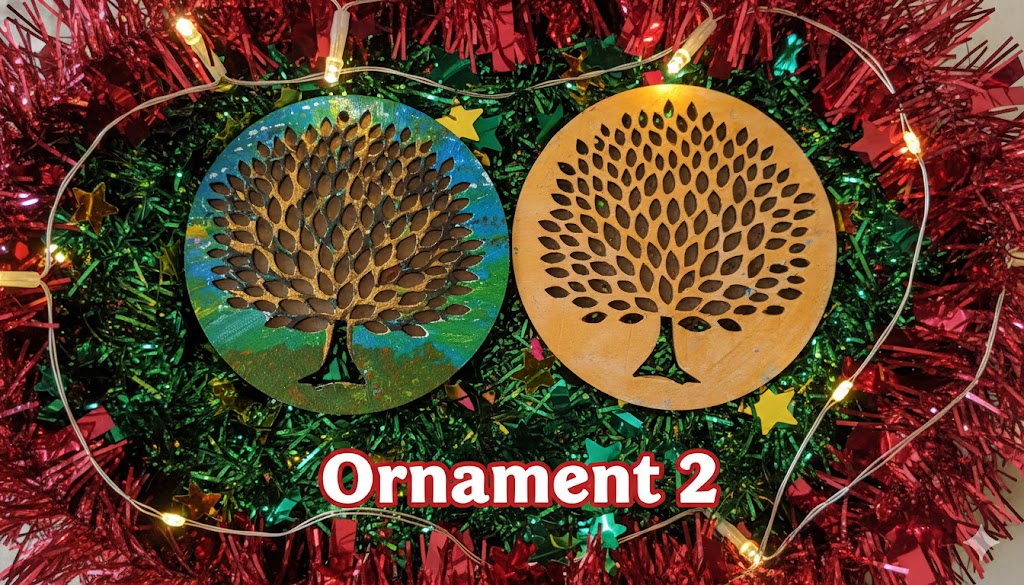 Hand-Painted Wooden Tree Ornaments – Double-Sided Art