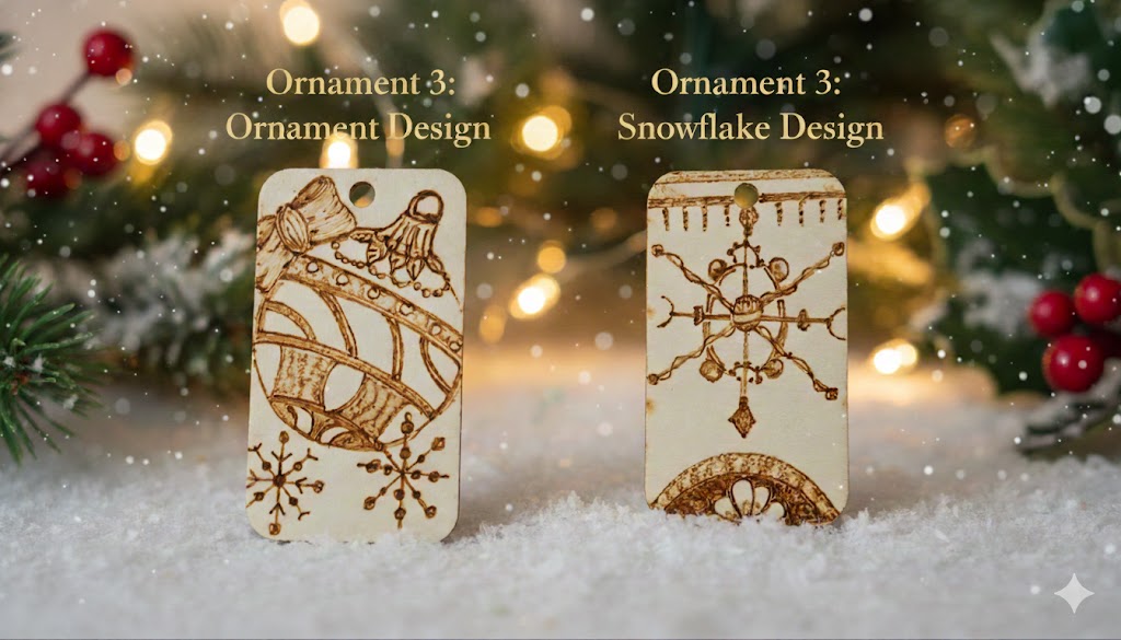 Handcrafted Wood-Burned Ornament – Double-Sided Design