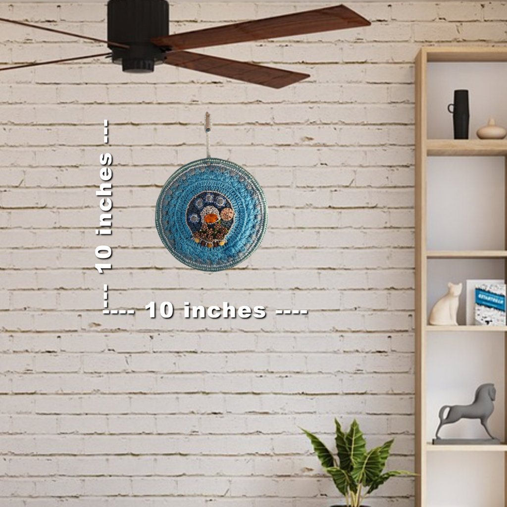 10-inch Round Crochet and Beaded Wall Decor - Eclectic Boho Fantasy Style - handmade by Oma Regina