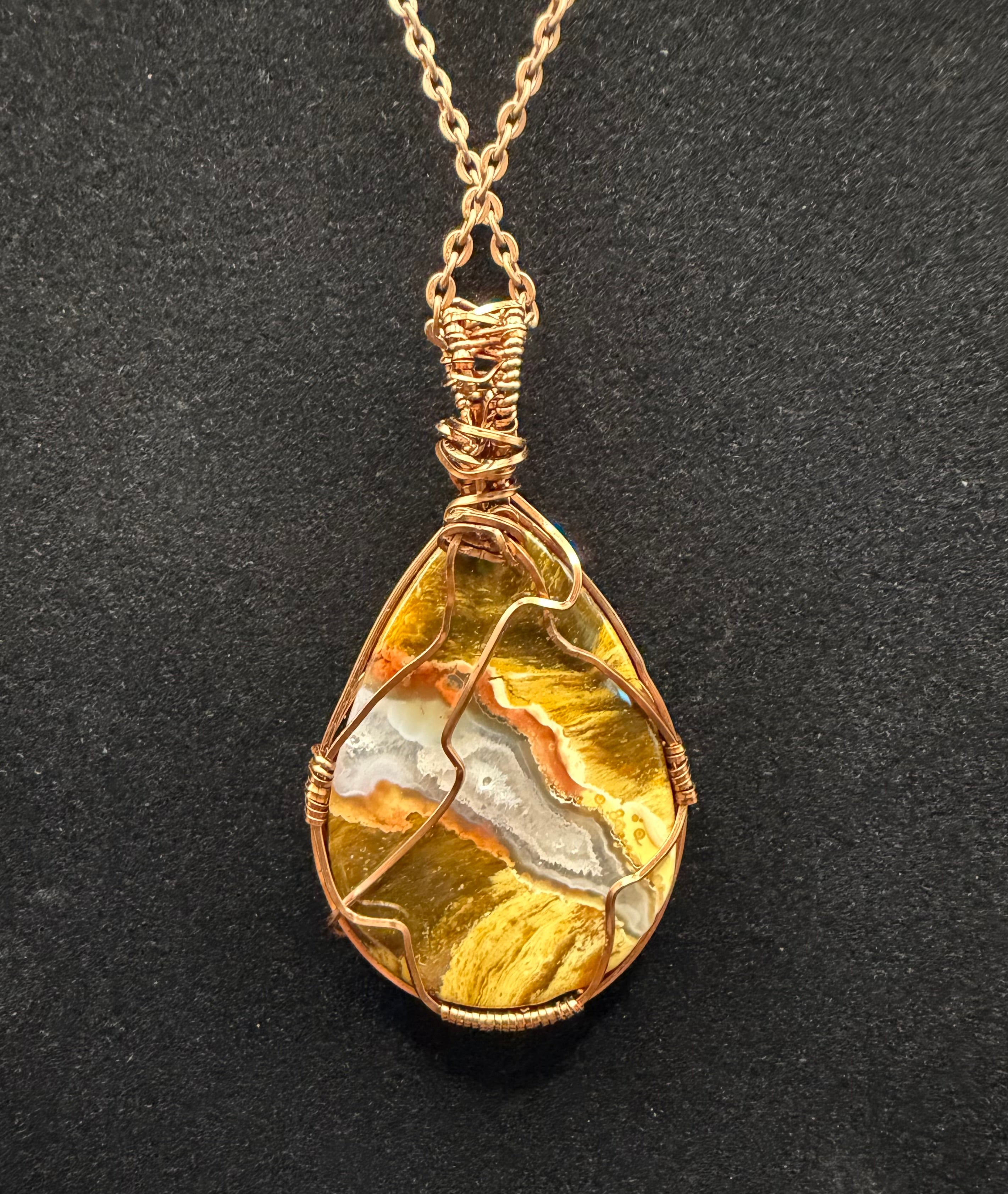 Wire-Wrapped Crazy Lace Agate Pendant