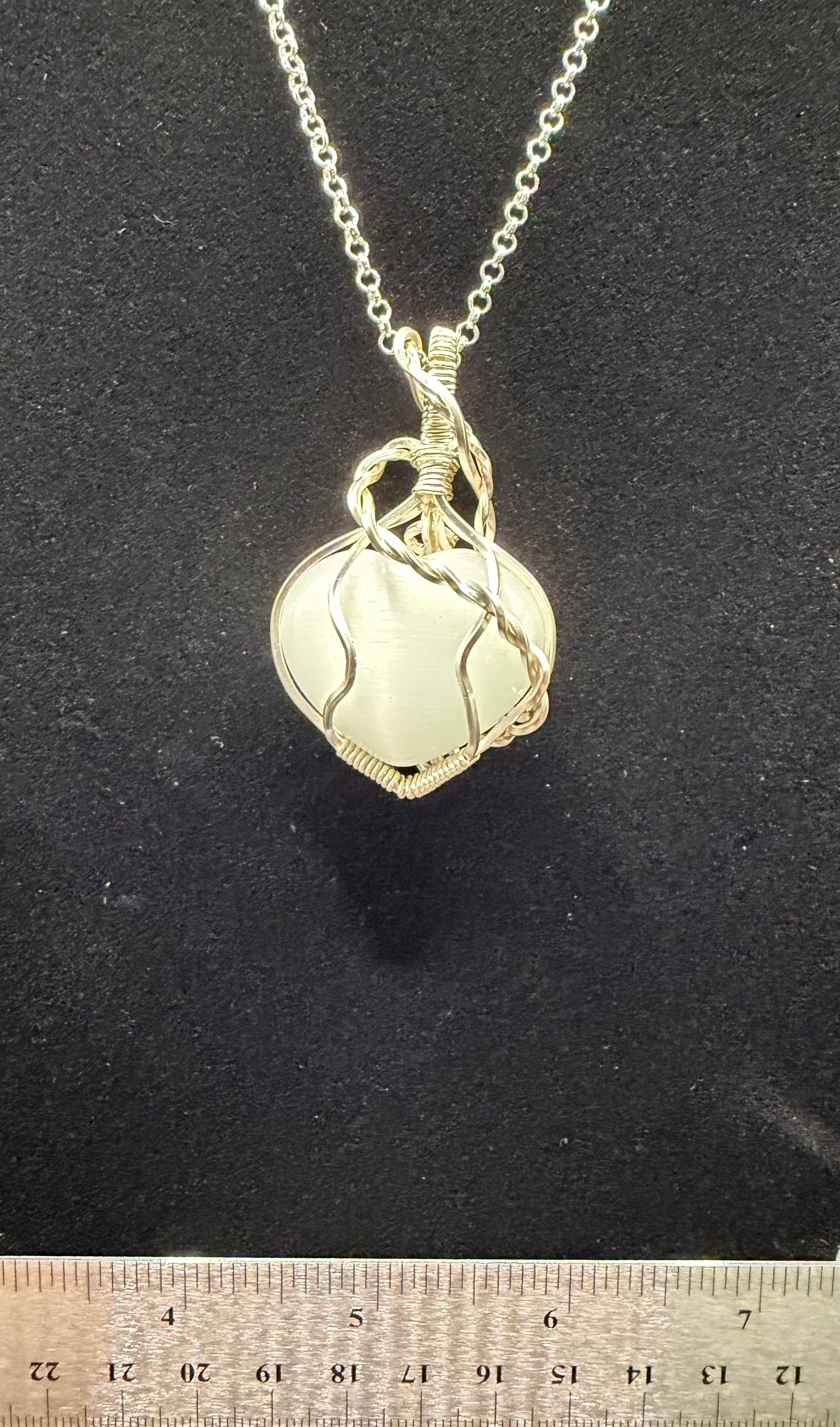 Satin Spar (Gypsum) White Heart Pendant