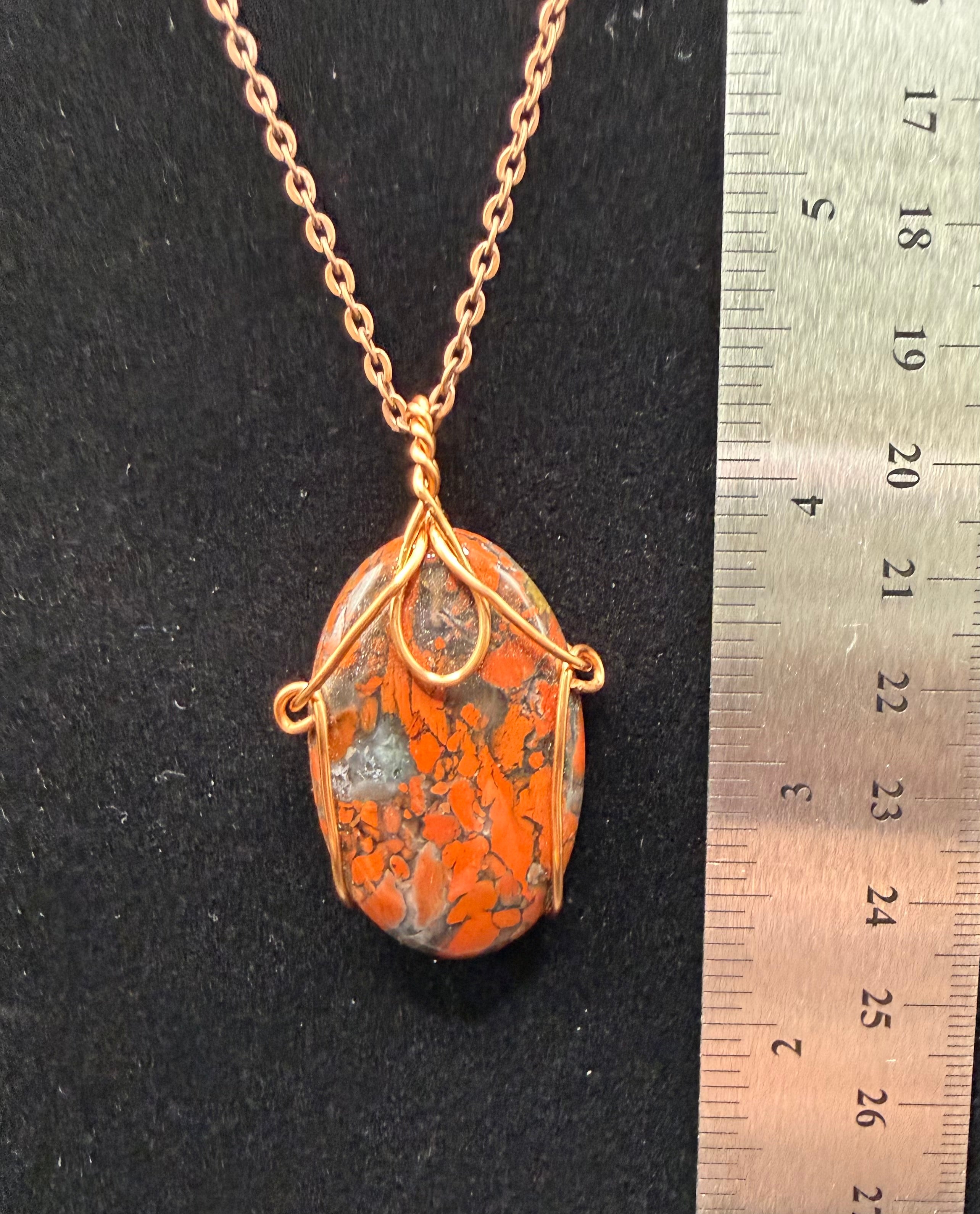 Wire-Wrapped Brecciated Jasper Pendant