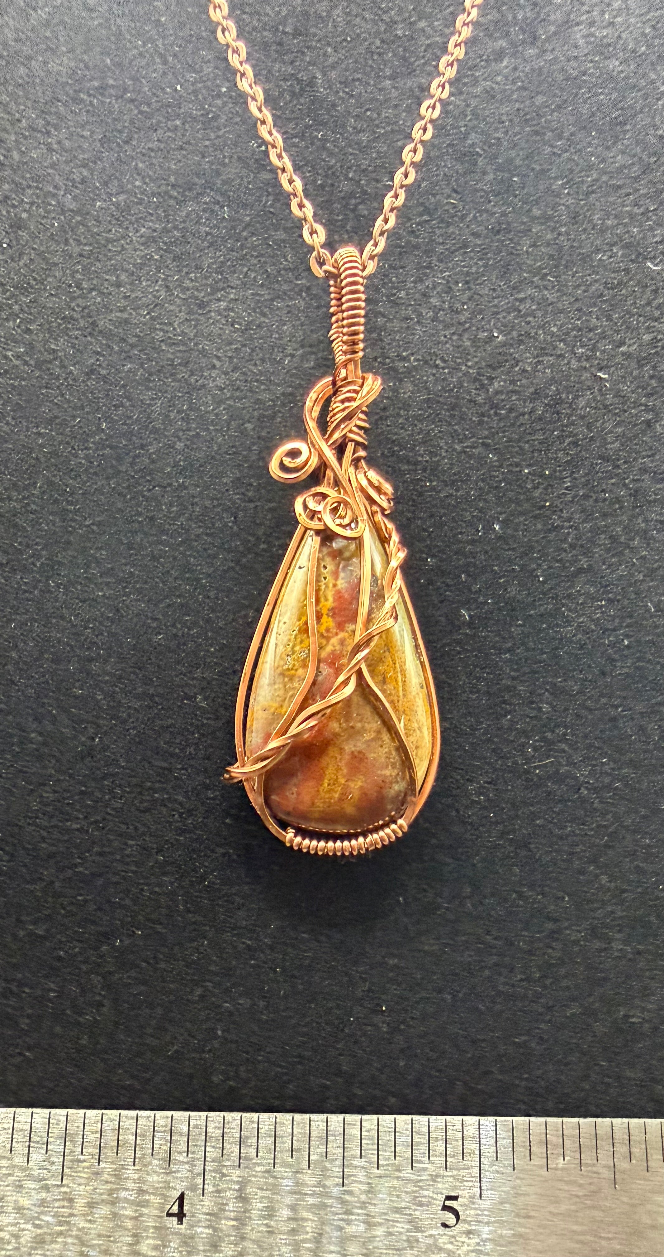 Antiqued Copper Wire-Wrapped Earthy Jasper Pendant