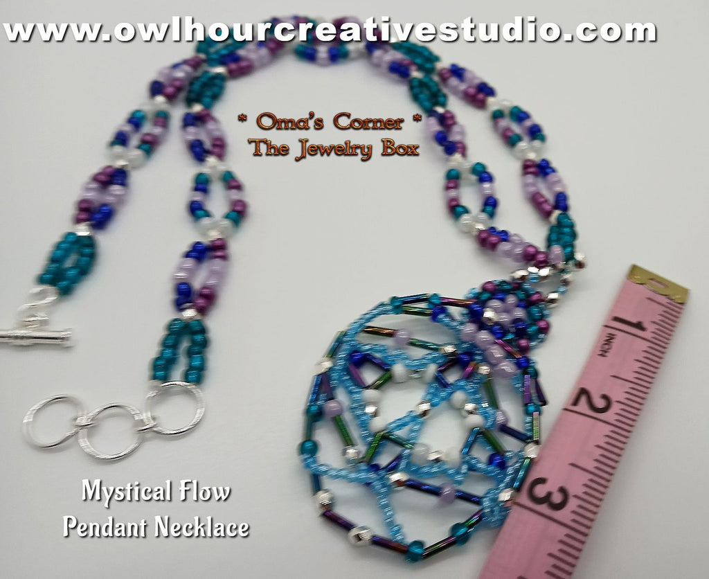 Mystical Flow Beaded Pendant Necklace with Toggle Closure