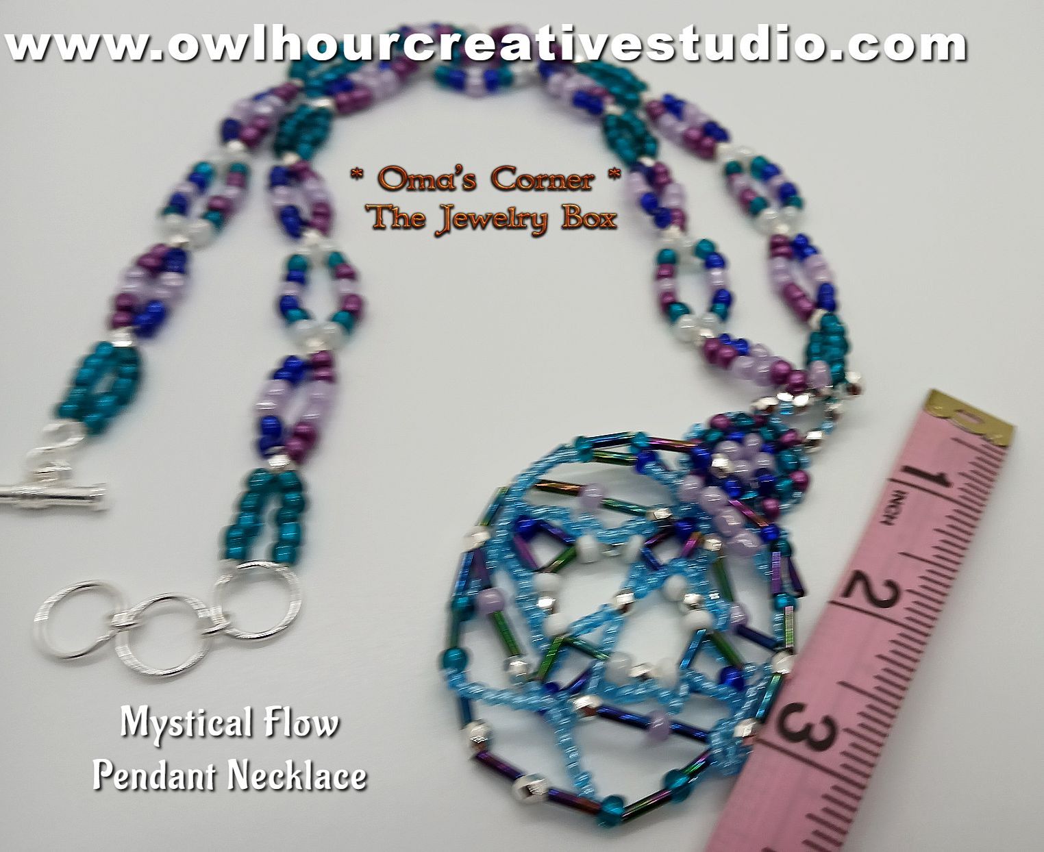 Mystical Flow Beaded Pendant Necklace with Toggle Closure