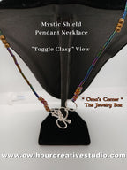 Mystic Shield beaded pendant necklace - multicolor beads