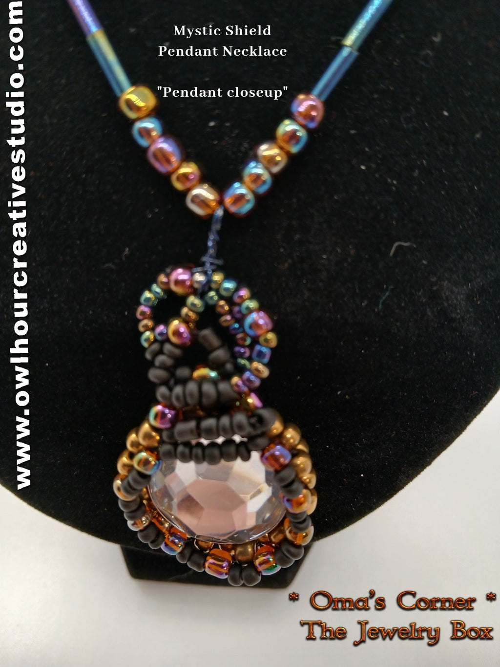 Mystic Shield beaded pendant necklace - multicolor beads