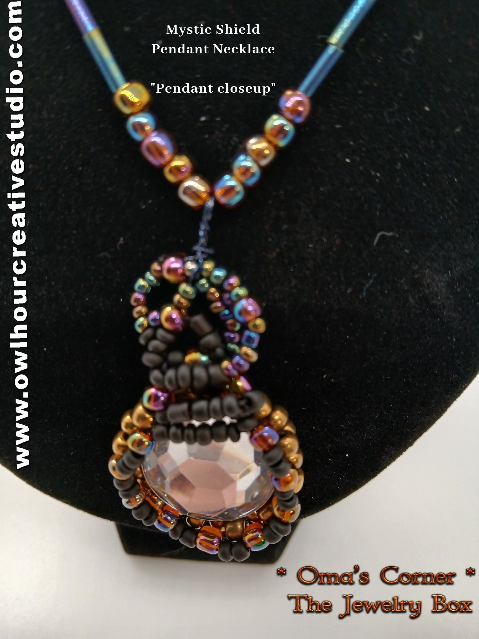 Mystic Shield beaded pendant necklace - multicolor beads
