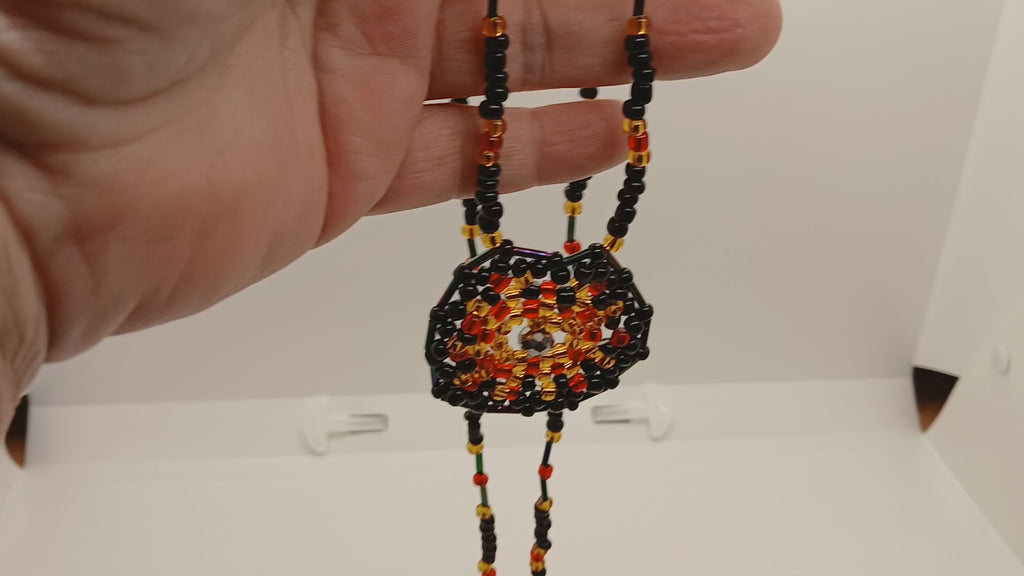 Ambers in the ash beaded pendant necklace by Oma Regina