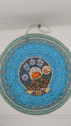 10-inch Round Crochet and Beaded Wall Decor - Eclectic Boho Fantasy Style - handmade by Oma Regina