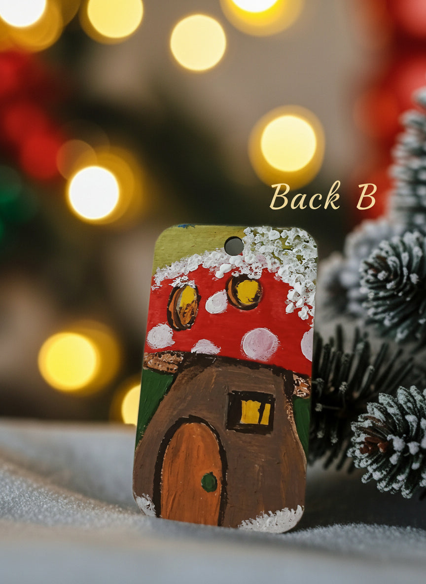 Hand-Painted Wooden Ornament / Keychain